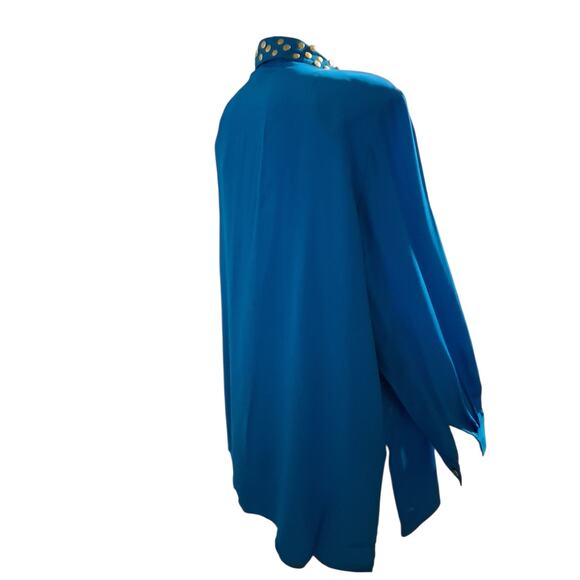 Vintage Diane Gilman 100% Silk Womens size 1X Diamond Patchwork Button Up Top - Picture 5 of 12